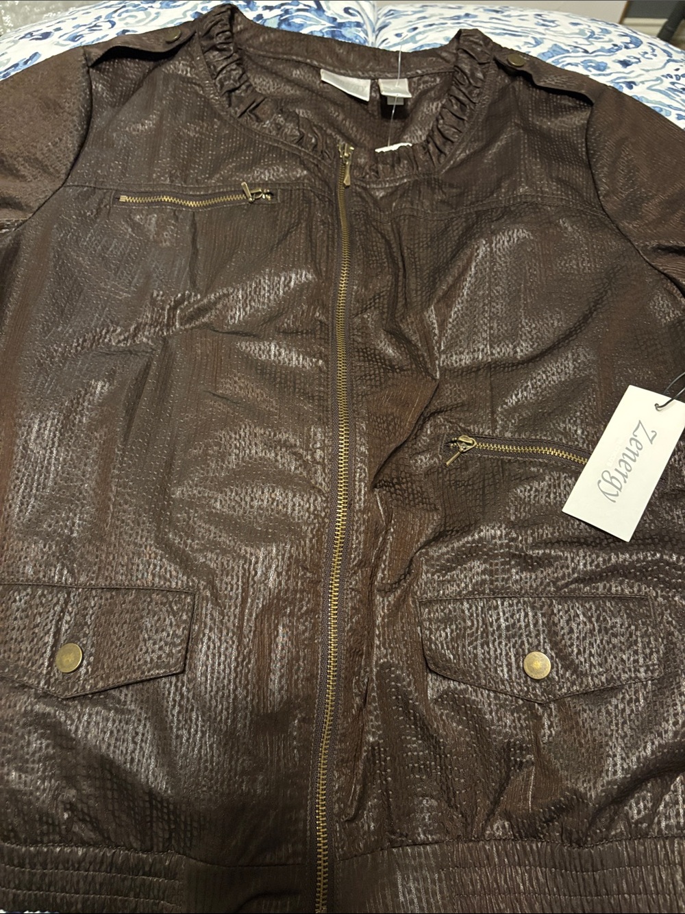 Chicos short sleeve jacket size 3/16